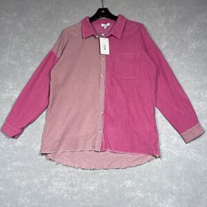 Fate Shirt Womens Size Small Pink Corduroy Long Sleeve Button Down NWT
